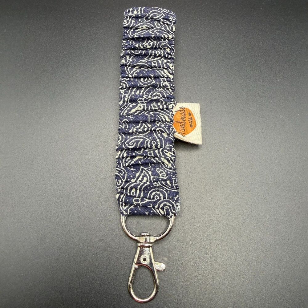 Handmade Fabric Scrunchie Keychain Wristlet | Cute Key Fob Bracelet Gift